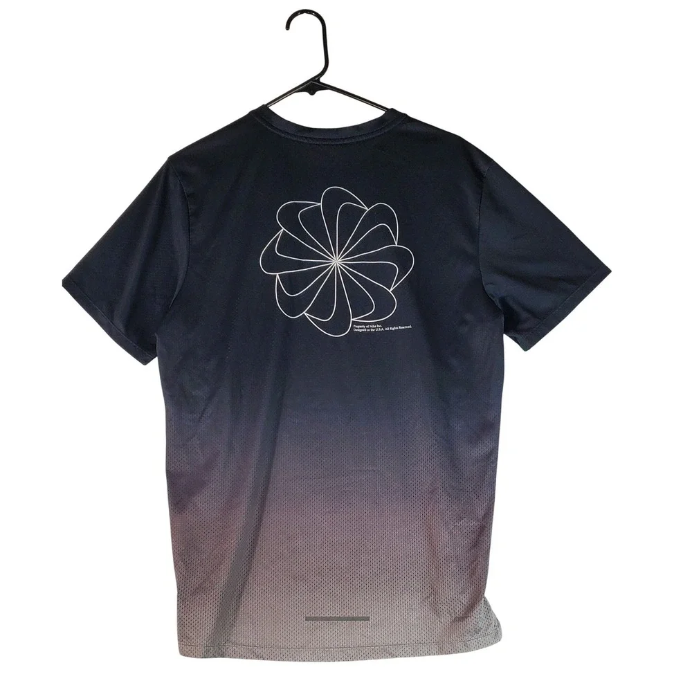 Nike Running Dri-FIT Miler Ombre Gradient T-Shirt Black Grey CT7804-056 Mens M